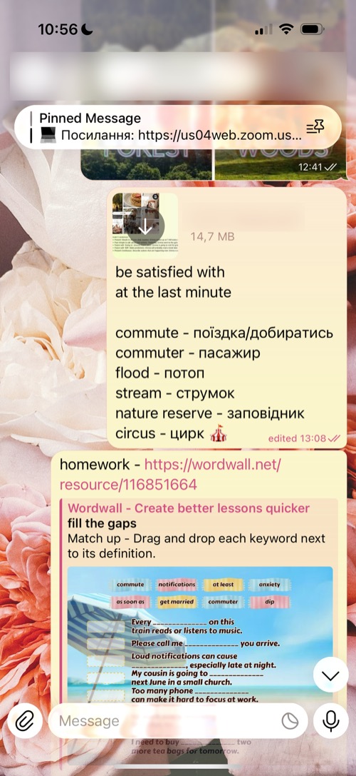 Telegram чат з лексикою рівня B1-B2